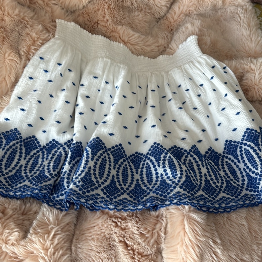 Jcrew elastic waist white with blue embroidery gauze skirt. Brand new with tags. - Picture 8 of 8